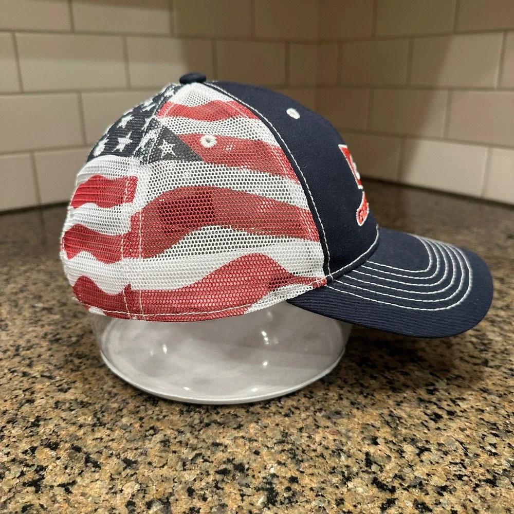 General Tire Trucker Hat Navy‎ Blue Red White USA Flag Mesh Snapback Cap